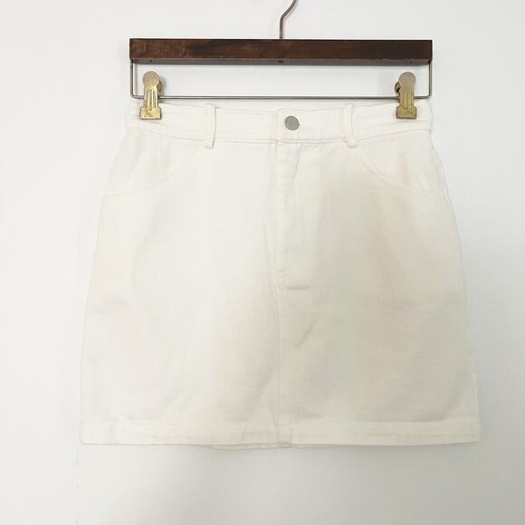 VICI Down Memory Lane Denim Mini Skirt White Small S - Picture 2 of 6